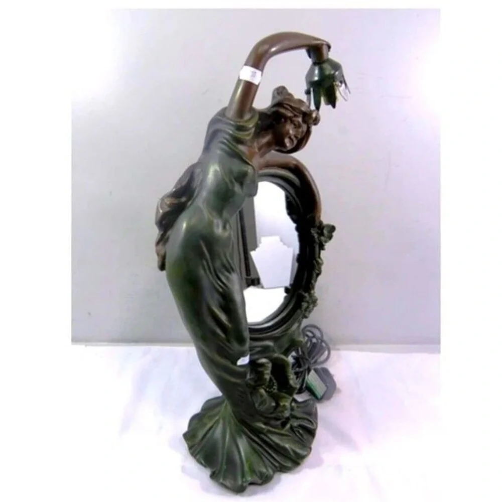 Gorgeous Art Nouveau Maiden w/ Mirror Lamp 22